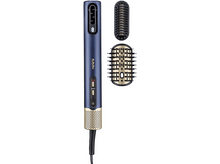 Charger l&#39;image dans la galerie, Un styler capillaire Babyliss bleu foncé et doré avec accessoires. Le styler est sur fond blanc.
