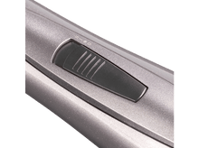 Charger l&#39;image dans la galerie, Gros plan d&#39;un bouton d&#39;alimentation gris métallique sur un appareil avec une surface texturée.
