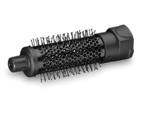 Charger l&#39;image dans la galerie, Accessoire brosse de sèche-cheveux noir avec poils, conçu pour coiffer les cheveux.
