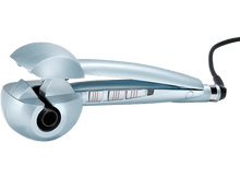 Charger l&#39;image dans la galerie, Fer à boucler automatique bleu clair, avec cordon d&#39;alimentation noir. Design arrondi.
