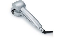 Charger l&#39;image dans la galerie, Fer à friser bleu clair sur surface blanche, avec cordon d&#39;alimentation noir.
