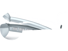 Charger l&#39;image dans la galerie, Un fer à friser bleu et argenté, posé sur une surface blanche avec un cordon d&#39;alimentation noir.
