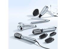 Charger l&#39;image dans la galerie, Outils de coiffure : sèche-cheveux, lisseur, boucleur et brosses.
