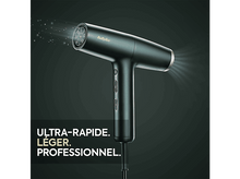 Charger l&#39;image dans la galerie, Sèche-cheveux vert. Il a une poignée, des boutons et une buse, avec la marque &#39;BaByliss&#39;.
