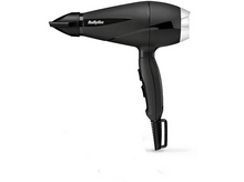 Charger l&#39;image dans la galerie, Un sèche-cheveux Babyliss noir, incliné vers la droite sur fond blanc.
