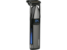 Charger l&#39;image dans la galerie, Une tondeuse à cheveux BaByliss. Elle est grise et noire avec un affichage numérique et des lumières bleues.

