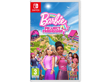 Charger l'image dans la galerie, Couverture du jeu Barbie Project Friendship. Deux figurines Barbie devant un paysage coloré.
