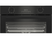 Charger l&#39;image dans la galerie, Un four noir avec un affichage numérique et des boutons de commande. Le four est vide.
