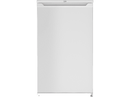 Réfrigérateur Beko blanc. Design minimaliste avec poignée en haut et fond noir.