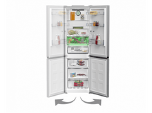 Charger l&#39;image dans la galerie, Réfrigérateur ouvert avec de la nourriture à l&#39;intérieur. Flèches indiquent la direction.
