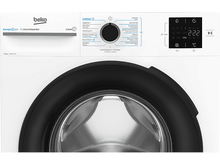 Charger l&#39;image dans la galerie, Vue de face du lave-linge Beko. Panneau de commande, porte noire et diverses options de cycle de lavage.
