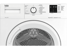 Charger l&#39;image dans la galerie, Sèche-linge Beko blanc avec panneau de commande et affichage numérique de l&#39;heure.
