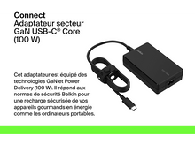 Charger l&#39;image dans la galerie, BELKIN Adaptateur secteur USB-C GaN Power 100W Noir (INC016glBK)
