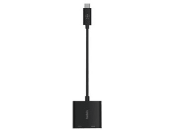 Adaptateur Belkin USB-C vers HDMI noir. Il s'agit d'un court câble avec connecteurs.