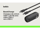 BELKIN Adaptateur voiture Boostcharge 30W USB-C Noir (CCA004bt1MBK-B6)
