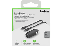 Charger l&#39;image dans la galerie, BELKIN Adaptateur voiture Boostcharge 30W USB-C Noir (CCA004bt1MBK-B6)
