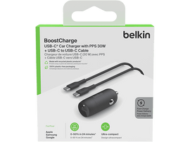 BELKIN Adaptateur voiture Boostcharge 30W USB-C Noir (CCA004bt1MBK-B6)