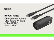 Charger l&#39;image dans la galerie, BELKIN Adaptateur voiture Boostcharge 30W USB-C Noir (CCA004bt1MBK-B6)
