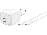 BELKIN BoostCharge Pro Chargeur rapide 50W avec 2 ports USB-C, câble USB-C de 1 m inclus - Blanc
