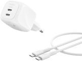 BELKIN BoostCharge Pro Chargeur rapide 50W avec 2 ports USB-C, câble USB-C de 1 m inclus - Blanc
