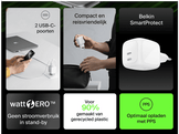 BELKIN BoostCharge Pro Chargeur rapide 67W avec 2 ports USB-C, câble USB-C de 2 m inclus - Blanc