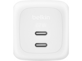 BELKIN BoostCharge Pro Chargeur rapide 67W avec 2 ports USB-C, câble USB-C de 2 m inclus - Blanc