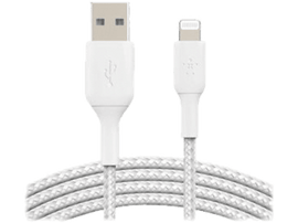 BELKIN Câble USB - Lightning Nylon 1 m Blanc (CAA002BT1MWH)