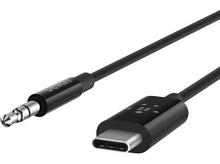 Charger l&#39;image dans la galerie, Câble audio USB-C vers 3,5 mm noir. La prise jack 3,5 mm et le connecteur USB-C sont visibles.
