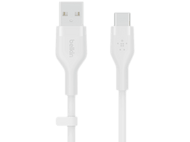 Câble USB-C Belkin blanc. Connecteurs USB et USB-C visibles.