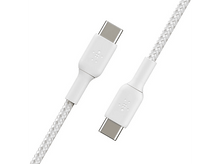 Charger l&#39;image dans la galerie, Câble USB-C blanc avec deux connecteurs. Design tressé.
