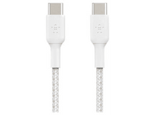 Charger l&#39;image dans la galerie, Deux câbles USB-C blancs côte à côte, vue de dessus, sur fond blanc.

