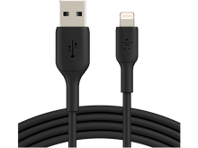 Charger l&#39;image dans la galerie, Câble USB vers Lightning noir avec connecteurs à chaque extrémité.
