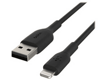 Charger l&#39;image dans la galerie, Un câble noir USB vers Lightning. L&#39;extrémité USB est rectangulaire, l&#39;extrémité Lightning est petite.
