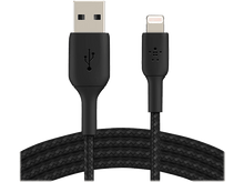 Charger l&#39;image dans la galerie, Un câble noir USB vers Lightning. Il possède un connecteur USB et un connecteur Lightning.
