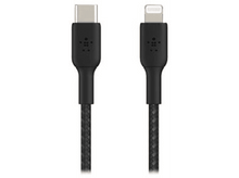 Charger l&#39;image dans la galerie, Câbles de charge noirs, USB-C et Lightning.
