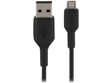 Charger l&#39;image dans la galerie, Câble USB noir. Une extrémité est USB standard, l&#39;autre un connecteur micro-USB.
