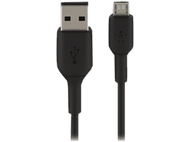 Câble USB noir. Une extrémité est USB standard, l'autre un connecteur micro-USB.