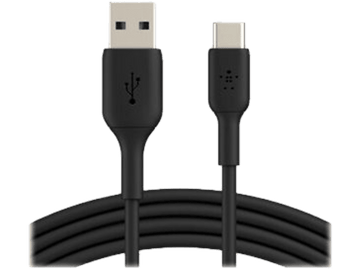 Câble de charge USB vers USB-C noir.