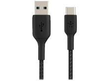Charger l&#39;image dans la galerie, Câble noir Belkin USB vers USB-C, avec connecteurs USB et USB-C, sur fond blanc.

