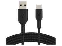 Charger l&#39;image dans la galerie, Un câble Belkin USB-A vers USB-C, noir, avec le connecteur USB-A en haut.

