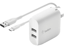 BELKIN Chargeur 2 x USB Boost↑Charge™ + Câble USB-C Blanc (WCD001VF1MWH)