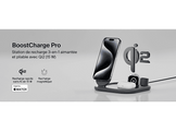 BELKIN Chargeur sans fil BoostCharge Qi2 15W Pied Magnétique 3-in-1 Noir (WIZ029vfBK)