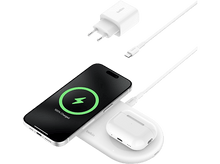 Charger l&#39;image dans la galerie, BELKIN Chargeur sans fil magnétique Boostcharge PRO 2-en-1 Qi2 15W Blanc (WIZ021vfWH)
