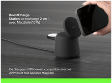 Charger l&#39;image dans la galerie, BELKIN Chargeur sans fil Magsafe Boostcharge Pro 2-en-1 15W Noir (WIZ020VFH36)
