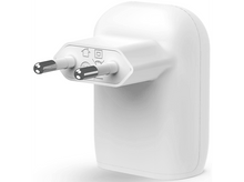 Charger l&#39;image dans la galerie, Un adaptateur de prise électrique blanc avec deux broches et un corps arrondi, sur fond blanc.
