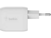 Charger l&#39;image dans la galerie, Chargeur mural Belkin blanc avec prise américaine. Le logo Belkin est sur le devant.
