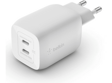 Charger l&#39;image dans la galerie, Un chargeur Belkin USB-C blanc, avec deux ports et une prise. Il y a le logo &#39;belkin&#39; et les puissances.
