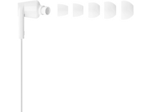 Charger l&#39;image dans la galerie, Écouteurs blancs avec quatre embouts de différentes tailles, le tout sur fond blanc.
