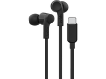 Charger l&#39;image dans la galerie, Écouteurs Belkin noirs et un câble USB-C. Les écouteurs sont mis au point et ont le logo Belkin.
