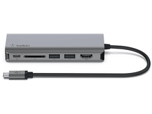 Charger l&#39;image dans la galerie, Hub USB-C Belkin avec plusieurs ports : PD, SD, USB et HDMI.
